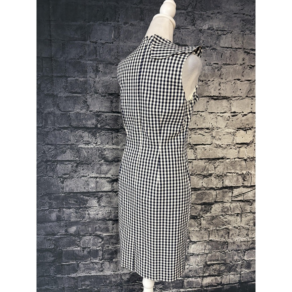 J McLaughlin Dress Womens 6 Blue Gingham Ruffle‎ Sheath Sleeveless Knee Length - Picture 3 of 15